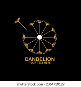 Dandelion logo vector illustration.Dandelion flower logo simple creative template on black background 