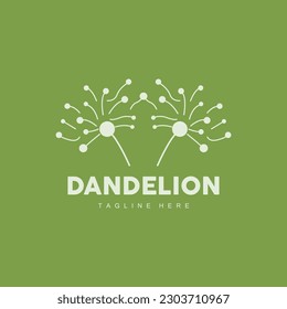Logo de Dandelion, flor de la planta vectorial de Dandelion, plantilla de iconos de diseño