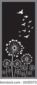 dandelion love birds vector illustrational background
