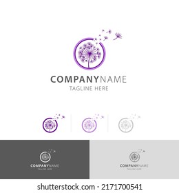dandelion nature purple logo vector