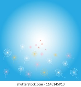 dandelion on soft blue background.
