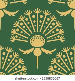 Dandelion. Ornamental decorative pattern element. Seamless texture. Vector illustration.
