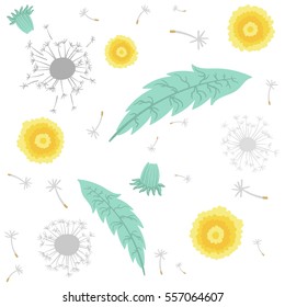 Dandelion pattern. Taraxacum flower spring background. Ornament for wallpaper