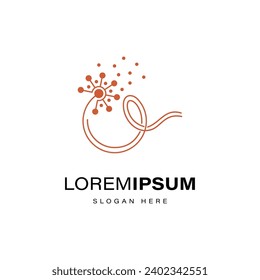 Dandelion plant logo. design concept shape in line art design style