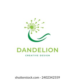Dandelion plant logo design vector illustration