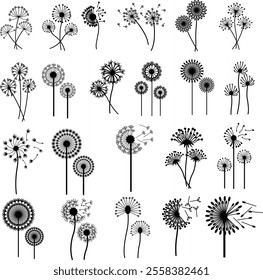 Dandelion Pollen Flowers Set Bundle