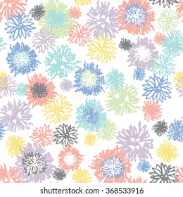 Dandelion Puff Floral Seamless Repeat Wallpaper - Pastel Tones