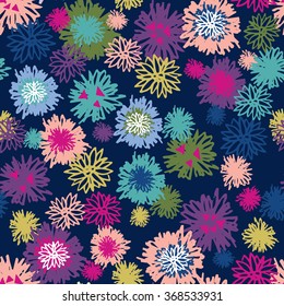 Dandelion Puff Floral Seamless Repeat Wallpaper - Jewel Toned