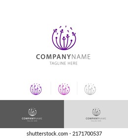 dandelion purple like child care logo vector