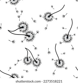 Dandelion seamless background for cover, packaging, fabric decorative design. Abstract vector design element. Floral seamless background. Abstract texture.