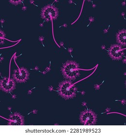 Dandelion seamless background for cover, packaging, fabric decorative design. Abstract vector design element. Floral seamless background. Abstract texture.