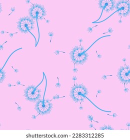Dandelion seamless background for cover, packaging, fabric decorative design. Abstract vector design element. Floral seamless background. Abstract texture.