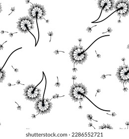 Dandelion seamless background for cover, packaging, fabric decorative design. Abstract vector design element. Floral seamless background. Abstract texture.