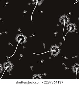 Dandelion seamless background for cover, packaging, fabric decorative design. Abstract vector design element. Floral seamless background. Abstract texture.