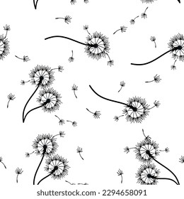 Dandelion seamless background for cover, packaging, fabric decorative design. Abstract vector design element. Floral seamless background. Abstract texture.
