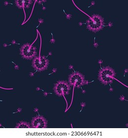 Dandelion seamless background for cover, packaging, fabric decorative design. Abstract vector design element. Floral seamless background. Abstract texture.