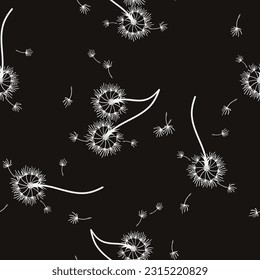 El fondo de Dandelion es impecable para la cubierta, el embalaje, el diseño decorativo de la tela. Resumen del elemento de diseño vectorial. Fondo floral sin fisuras. Textura abstracta.