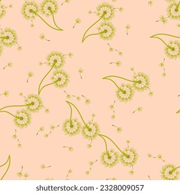 El fondo de Dandelion es impecable para la cubierta, el embalaje, el diseño decorativo de la tela. Resumen del elemento de diseño vectorial. Fondo floral sin fisuras. Textura abstracta.