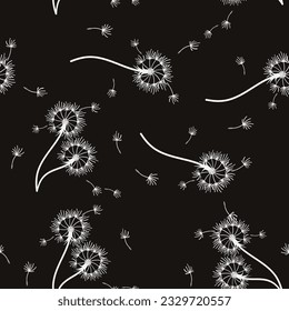 Dandelion seamless background for cover, packaging, fabric decorative design. Abstract vector design element. Floral seamless background. Abstract texture.