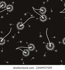 Dandelion seamless background for cover, packaging, fabric decorative design. Abstract vector design element. Floral seamless background. Abstract texture.