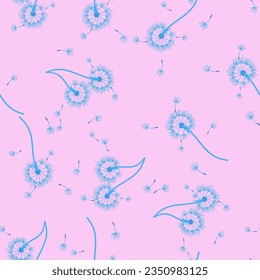Dandelion seamless background for cover, packaging, fabric decorative design. Abstract vector design element. Floral seamless background. Abstract texture.