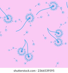 Dandelion seamless background for cover, packaging, fabric decorative design. Abstract vector design element. Floral seamless background. Abstract texture.