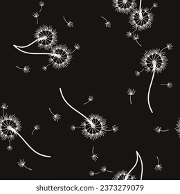 El fondo de Dandelion es impecable para la cubierta, el embalaje, el diseño decorativo de la tela. Resumen del elemento de diseño vectorial. Fondo floral sin fisuras. Textura abstracta.