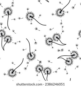 Dandelion seamless background for cover, packaging, fabric decorative design. Abstract vector design element. Floral seamless background. Abstract texture.