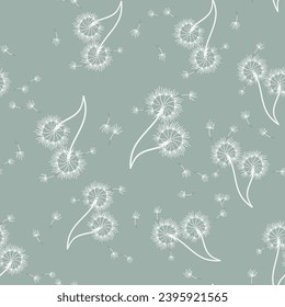 Dandelion seamless background for cover, packaging, fabric decorative design. Abstract vector design element. Floral seamless background. Abstract texture.