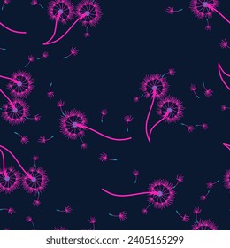 El fondo de Dandelion es impecable para la cubierta, el embalaje, el diseño decorativo de la tela. Resumen del elemento de diseño vectorial. Fondo floral sin fisuras. Textura abstracta.