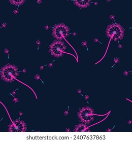 Dandelion seamless background for cover, packaging, fabric decorative design. Abstract vector design element. Floral seamless background. Abstract texture.