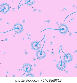 Dandelion seamless background for cover, packaging, fabric decorative design. Abstract vector design element. Floral seamless background. Abstract texture.