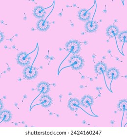 Dandelion seamless background for cover, packaging, fabric decorative design. Abstract vector design element. Floral seamless background. Abstract texture.