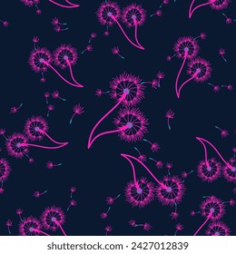 Diente de león de fondo sin costura para la cubierta, embalaje, diseño decorativo de la tela. Elemento abstracto del diseño del vector. Fondo floral sin costuras. Textura abstracta.
