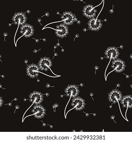 Diente de león de fondo sin costura para la cubierta, embalaje, diseño decorativo de la tela. Elemento abstracto del diseño del vector. Fondo floral sin costuras. Textura abstracta.
