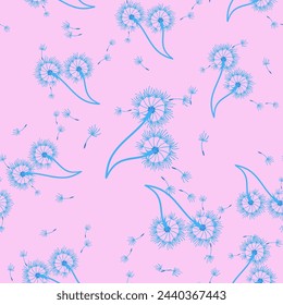 Dandelion seamless background for cover, packaging, fabric decorative design. Abstract vector design element. Floral seamless background. Abstract texture.