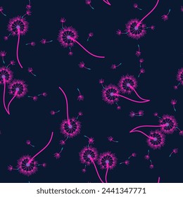 Diente de león de fondo sin costura para la cubierta, embalaje, diseño decorativo de la tela. Elemento abstracto del diseño del vector. Fondo floral sin costuras. Textura abstracta.