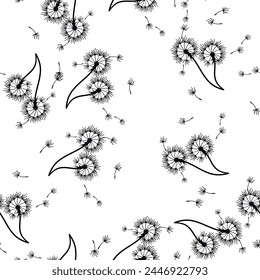 Diente de león de fondo sin costura para la cubierta, embalaje, diseño decorativo de la tela. Elemento de diseño de Vector Abstractas. Fondo floral sin costuras. Textura Abstractas.