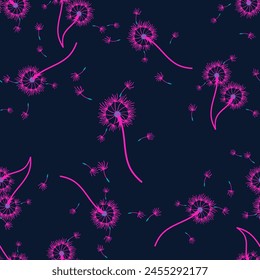 Dandelion seamless background for cover, packaging, fabric decorative design. Abstract vector design element. Floral seamless background. Abstract texture.