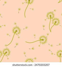 Diente de león de fondo sin costura para la cubierta, embalaje, diseño decorativo de la tela. Elemento de diseño de Vector Abstractas. Fondo floral sin costuras. Textura Abstractas.
