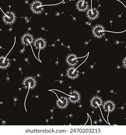 Dandelion seamless background for cover, packaging, fabric decorative design. Abstract vector design element. Floral seamless background. Abstract texture.