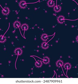 Dandelion seamless background for cover, packaging, fabric decorative design. Abstract vector design element. Floral seamless background. Abstract texture.