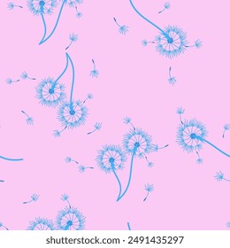 Diente de león de fondo sin costura para la cubierta, embalaje, diseño decorativo de la tela. Elemento de diseño de Vector Abstractas. Fondo floral sin costuras. Textura Abstractas.