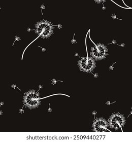 Dandelion seamless background for cover, packaging, fabric decorative design. Abstract vector design element. Floral seamless background. Abstract texture.