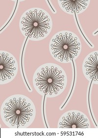 Dandelion. Seamless floral background. Vector illustration.
