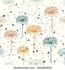 dandelion seamless pattern. delicate soft floral pattern. geometrical pattern in pastel colors.