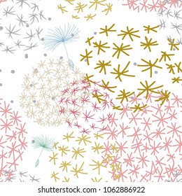dandelion seamless pattern. delicate soft floral pattern. geometrical pattern in pastel colors.