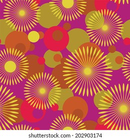 Dandelion seamless pattern. Vector background. Neon colors.