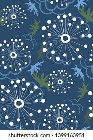 dandelion seamless pattern vector floral design primitive scandinavian