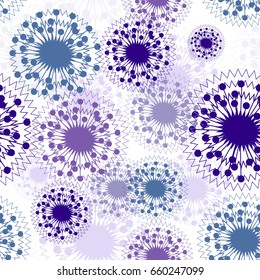 Dandelion seamless pattern. Vector illustration o white background. Textile and fiber print, decorative background, wallpaper, wrapping paper